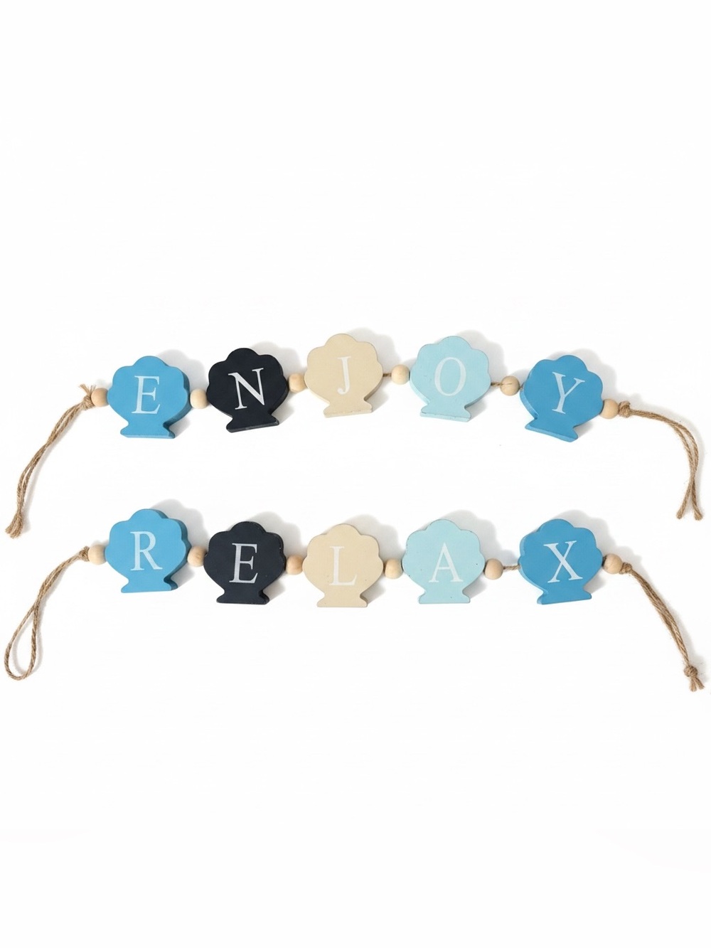 Enjoy Relax Hanging Shell Garland - Blue, Black, Cream